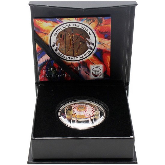 2021 Silver Sioux Blow & Arrow 1oz Proof Curved Coin in OGP