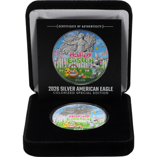 2026 Colorized Special Edition St. Patrick's Day Silver American Eagle BU Coin in Box with COA