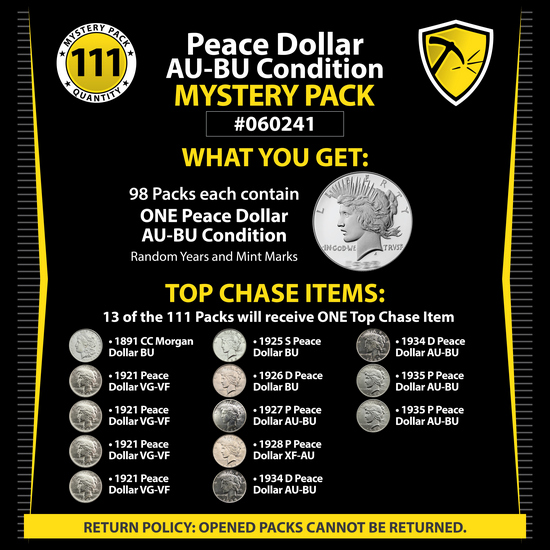 Peace Silver Dollar AU/BU Mystery Pack #060241