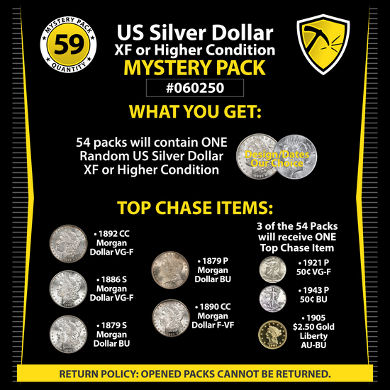 Random Years of Silver Dollars in XF or Higher Condition Mystery Pack #060250