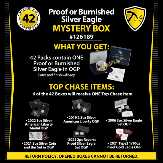 Random Proof or Burnished Silver Eagle OGP Mystery Box #126189