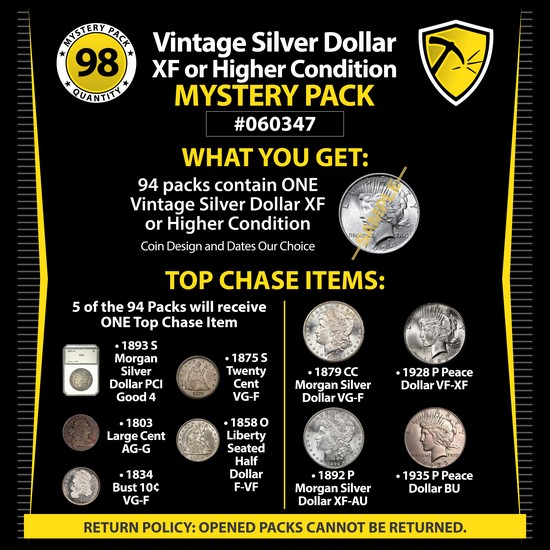Vintage Silver Dollar XF or Higher Condition Mystery Pack #060347