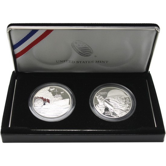 2018 Silver World War I Centennial Coin and Navy Medal Proof Set