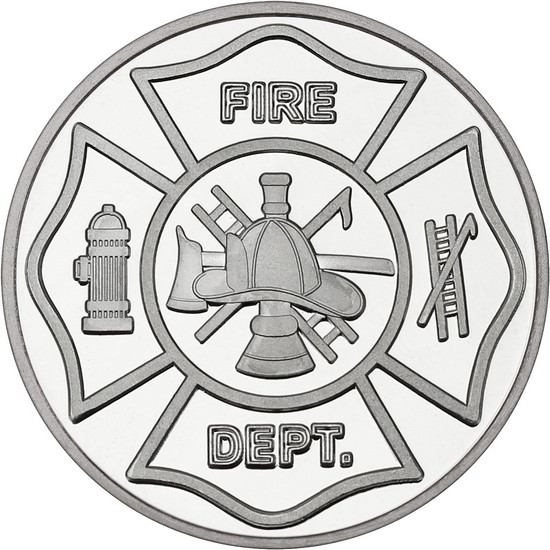 Close Up Front of Fire Department 1oz Silver Round