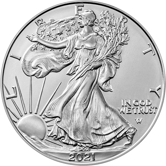 2021 W Burnished Silver American Eagle Type 2 Eagle Landing BU in OGP