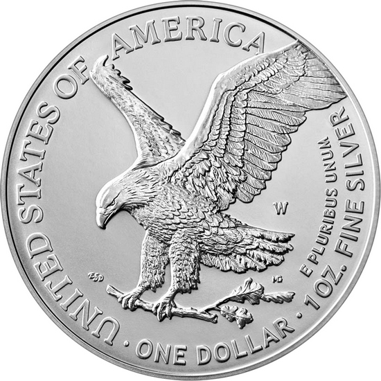 2021 W Burnished Silver American Eagle Type 2 Eagle Landing BU in OGP