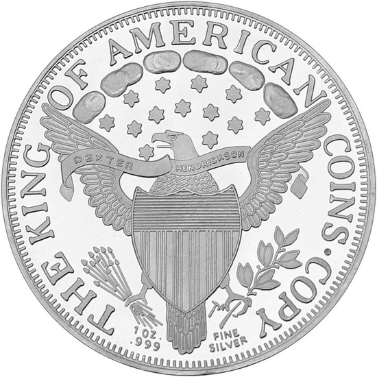 1804 Dollar Replica 1oz .999 Silver Medallion Reverse Image