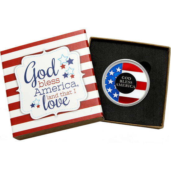 God Bless America 1oz .999 Silver Medallion Enameled in Gift Box