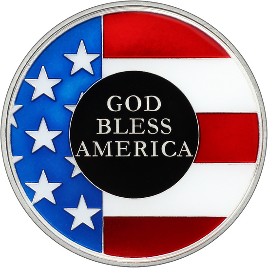 God Bless America 1oz .999 Silver Medallion Enameled in Gift Box God Bless America 1oz .999 Silver Medallion Enameled in Gift Box