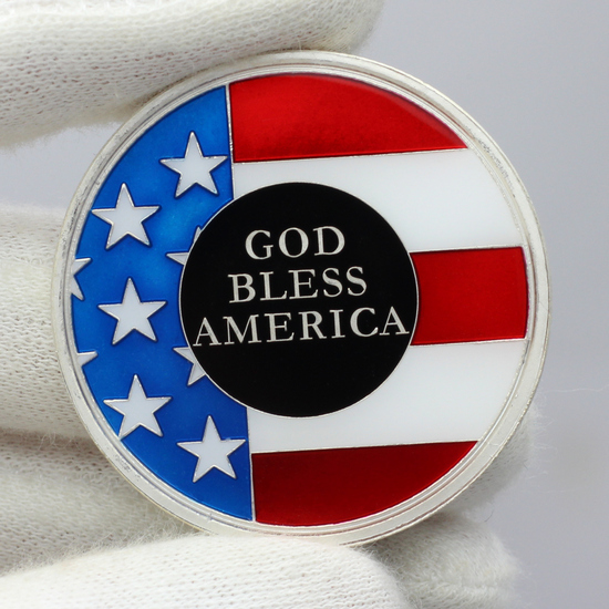 Close Up Hand-Enameled God Bless America 1oz .999 Silver Round