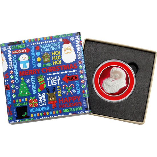 Santa Claus Believe in the Magic of Christmas Half Ounce .999 Silver Medallion Enameled in Gift Box