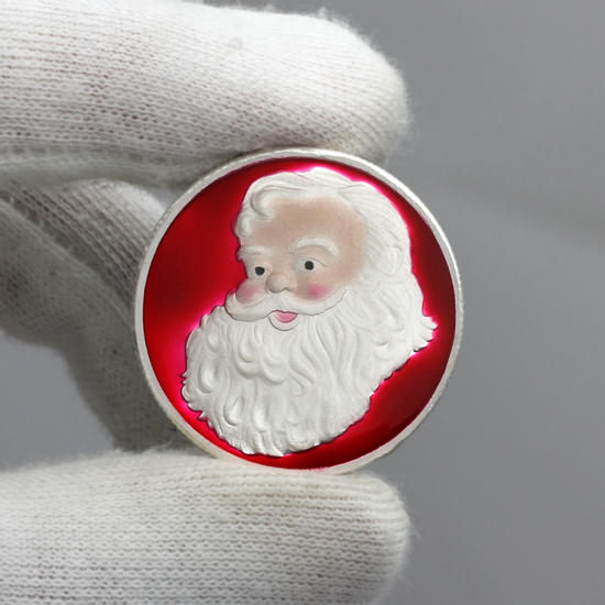 Santa Claus Believe in the Magic of Christmas Half Ounce .999 Silver Medallion Enameled in Gift Box