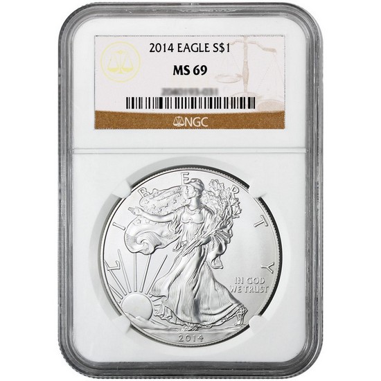 2014 Silver American Eagle MS69 NGC Brown Label