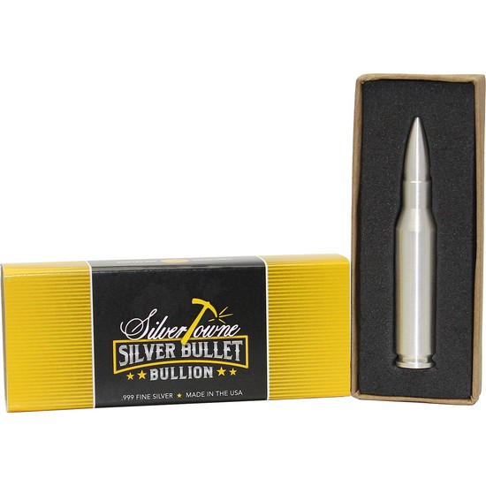 2oz Silver Bullet .308 Caliber Replica SilverTowne Mint