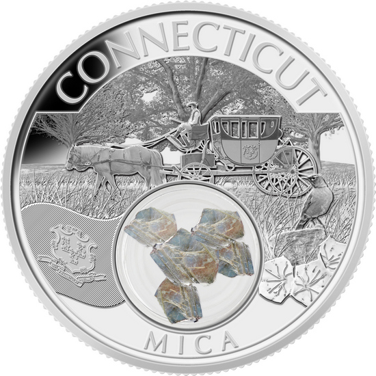 2021 Silver Treasures of the United States: Connecticut with Mica 1oz Proof Coin