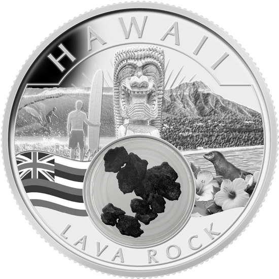 2021 Silver Treasures of the United States: Hawaii with Lava Rock 1oz Proof Coin