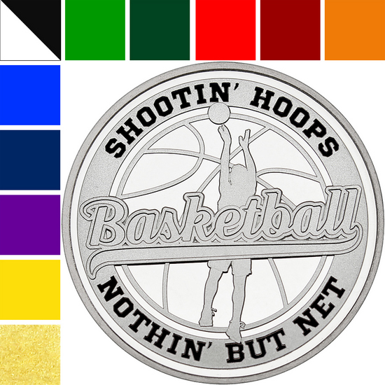 Basketball Custom Enameled 1oz .999 Silver Medallion in Gift Box