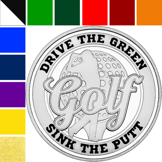 Golf Custom Enameled 1oz .999 Silver Medallion in Gift Box