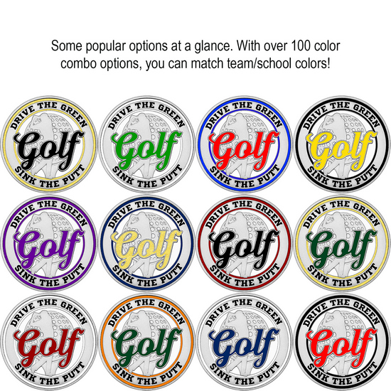 Golf Custom Enameled 1oz .999 Silver Medallion in Gift Box