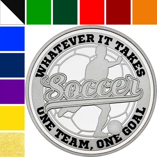 Soccer Custom Enameled 1oz .999 Silver Medallion in Gift Box