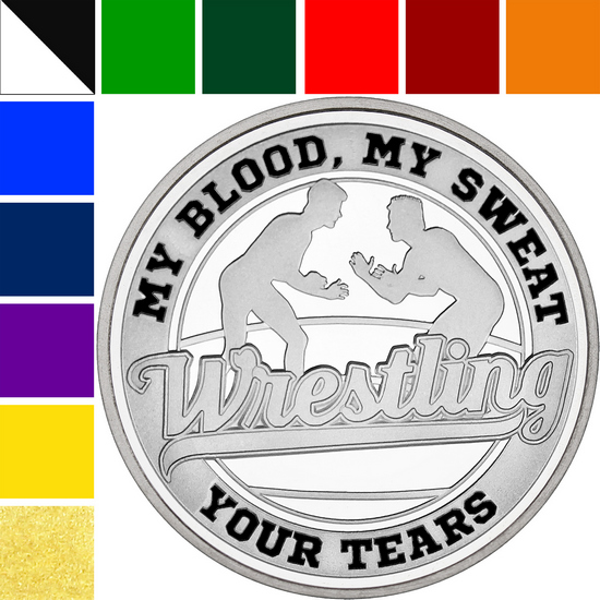 Wrestling Custom Enameled 1oz .999 Silver Medallion in Gift Box