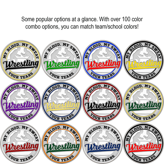 Wrestling Custom Enameled 1oz .999 Silver Medallion in Gift Box