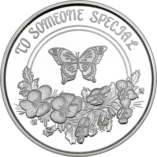 To Someone Special Butterfly and Pansy Flowers 1oz .999 Silver Medallion in Gift Box To Someone Special Butterfly and Pansy Flowers 1oz .999 Silver Medallion in Gift Box