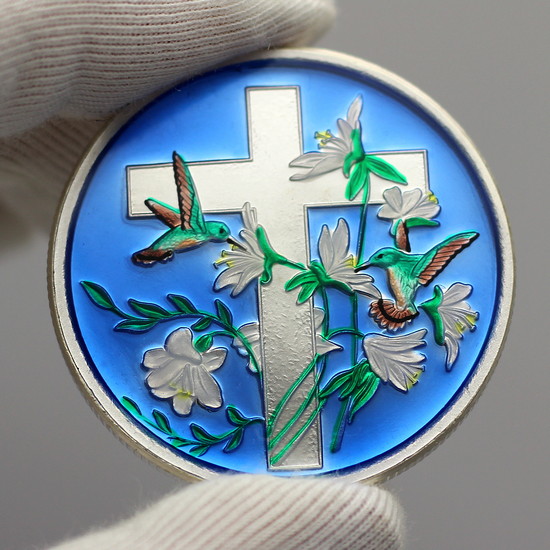 Religious Cross 1oz .999 Silver Medallion Enameled in Gift Box