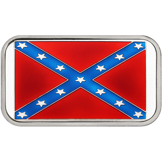 Confederate Flag 1oz .999 Silver Bar Enameled in Gift Box