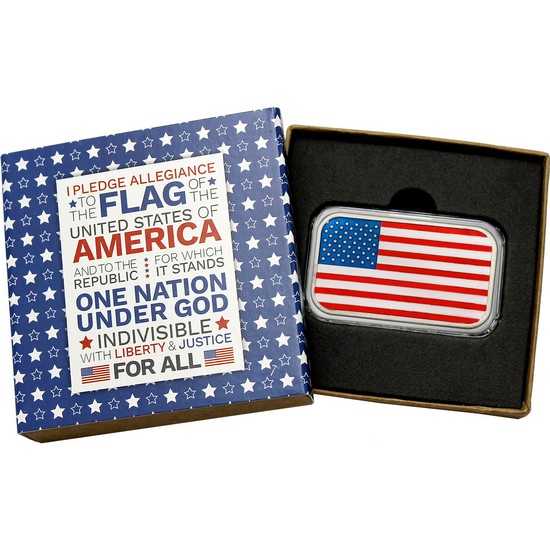 American Flag 1oz .999 Silver Bar Enameled