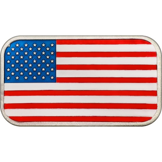Enameled Silver American Flag 1oz Bar