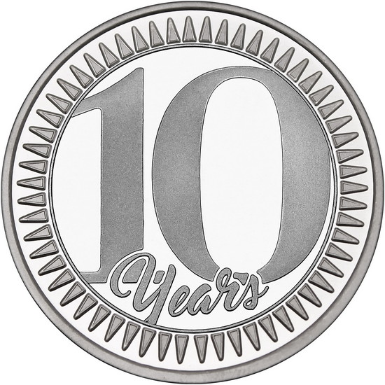 10th Anniversary 1oz .999 Silver Medallion Dated 2025 in Gift Box 10th Anniversary 1oz .999 Silver Medallion Dated 2025 in Gift Box