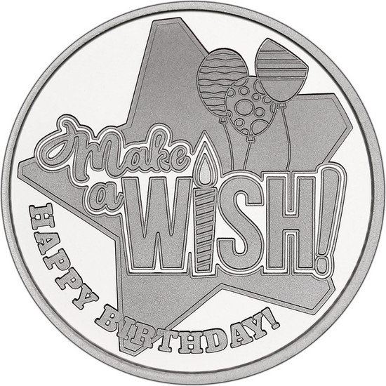 Make a Wish! Happy Birthday 1oz .999 Silver Medallion Dated 2025 in Gift Box Make a Wish! Happy Birthday 1oz .999 Silver Medallion Dated 2025 in Gift Box