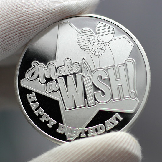 Make a Wish! Happy Birthday 1oz .999 Silver Medallion Dated 2021 in Gift Box