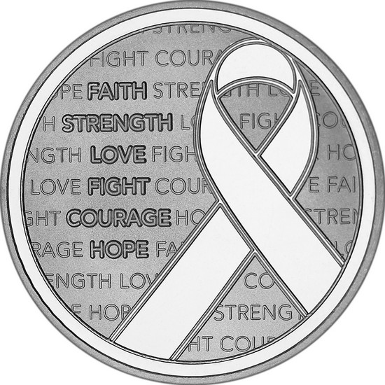 Awareness Ribbon 1oz .999 Silver Medallion Close Up