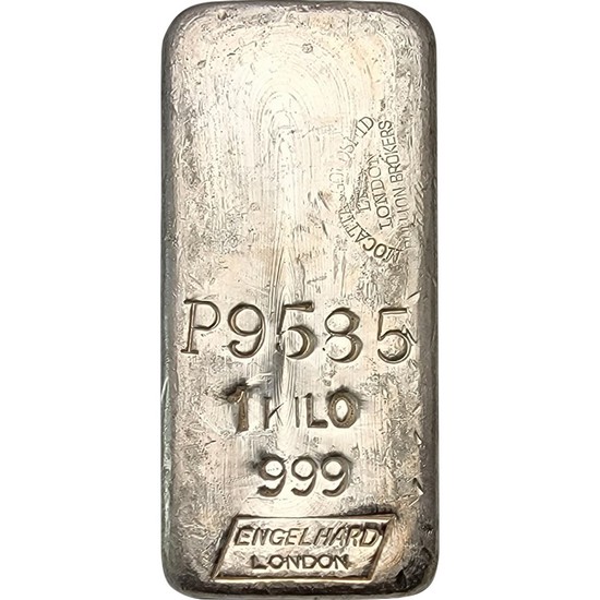 Engelhard Poured 1 Kilo .999 Silver Bar - Secondary Market