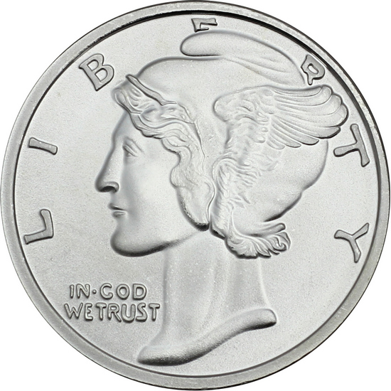 Mercury Dime Replica 1oz .999 Silver Medallion