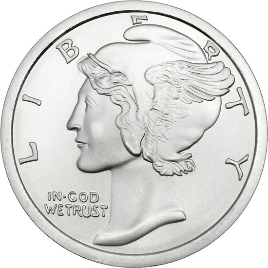 Mercury Dime Replica 2oz .999 Silver Medallion