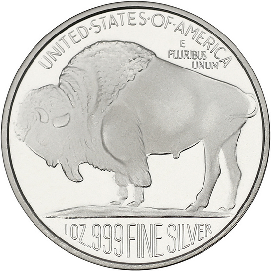 Buffalo Replica 1oz .999 Silver Medallion Reverse