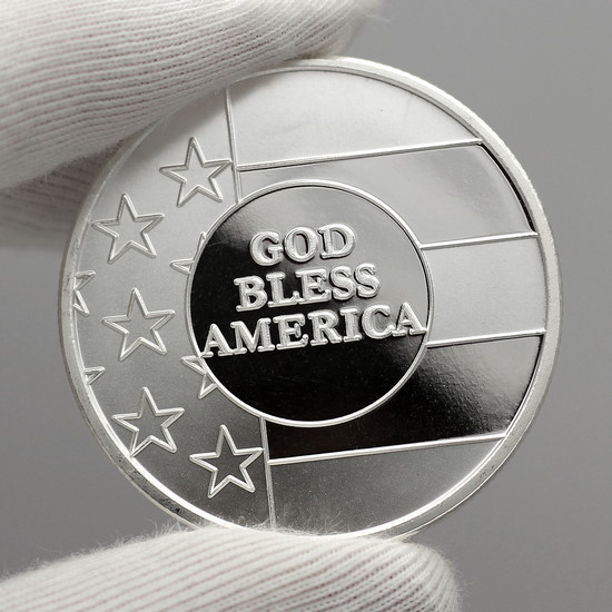 God Bless America 1oz .999 Silver Round Close Up of Reflective Qualities