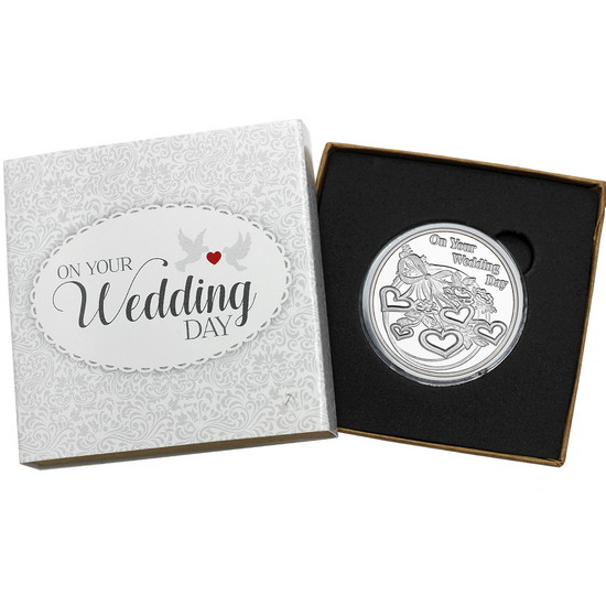 On Your Wedding Day Hearts 1oz .999 Silver Medallion Dated 2025 in Gift Box