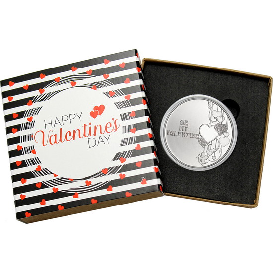 Be My Valentine Hearts 1oz .999 Silver Medallion Reflective View