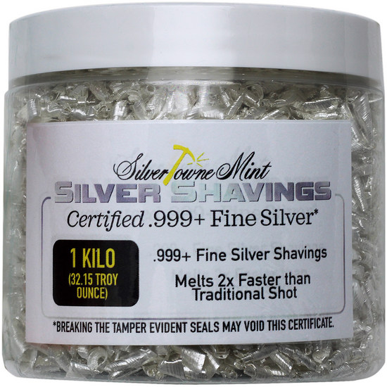 SilverTowne Mint Certified 1 Kilo .999 Silver Shavings