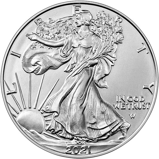 2021 Silver American Eagle BU Type 2 Eagle Landing Coin in Flip