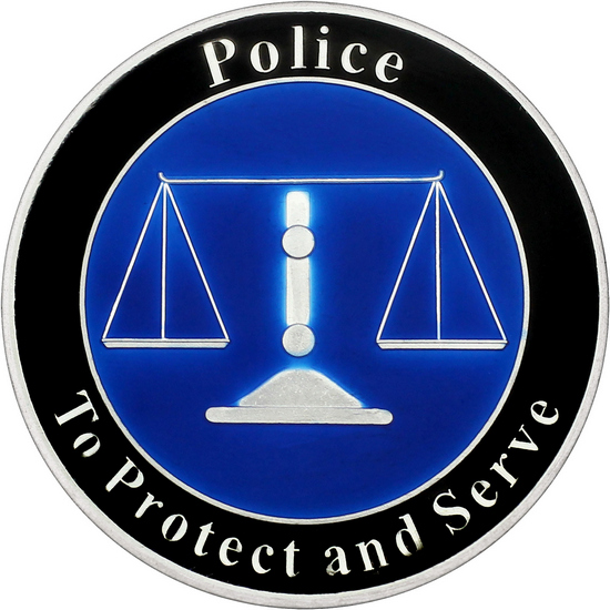Police Protect and Serve 1oz .999 Silver Medallion Enameled in Gift Box Police Protect and Serve 1oz .999 Silver Medallion Enameled in Gift Box