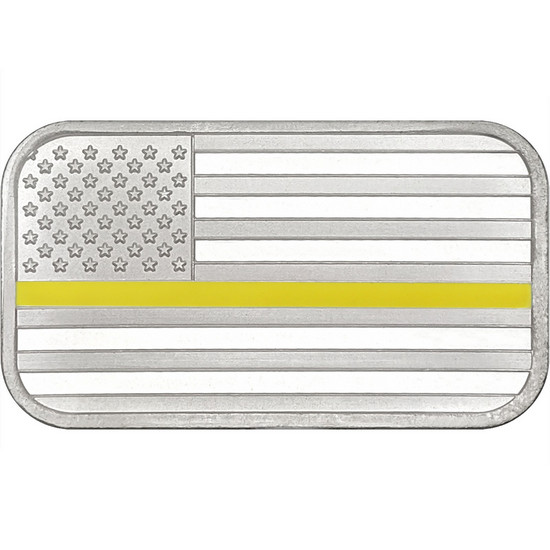 American Flag Gold Line 1oz .999 Silver Bar Enameled in Gift Box American Flag Gold Line 1oz .999 Silver Bar Enameled in Gift Box