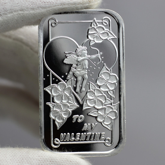 Reflective Qualities: To My Valentine Cupid’s Wish 1oz .999 Silver Bar