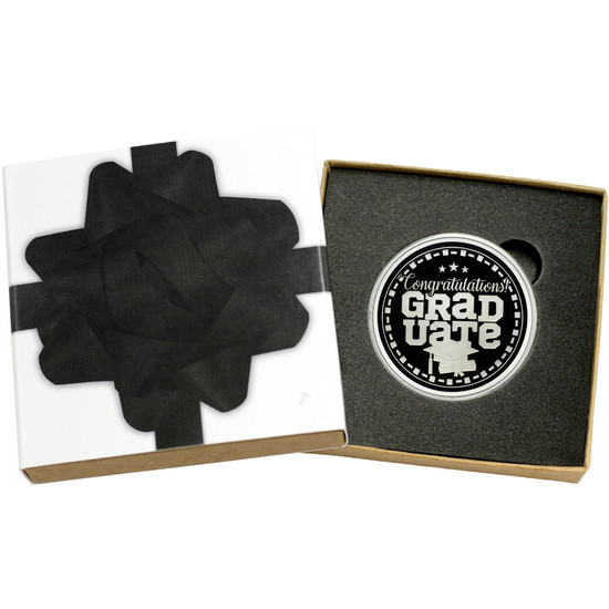 2022 Congratulations Graduate 1oz .999 Silver Medallion Black Enameled in Gift Box