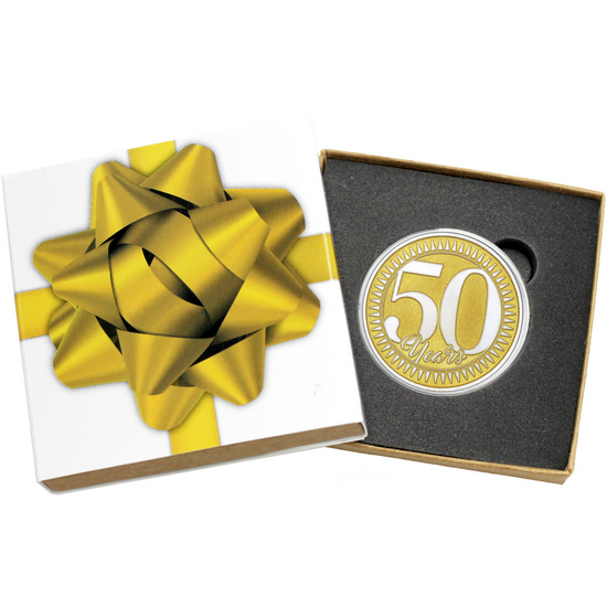 50th Anniversary 1oz .999 Silver Medallion Gold Enameled Dated 2023 in Gift Box