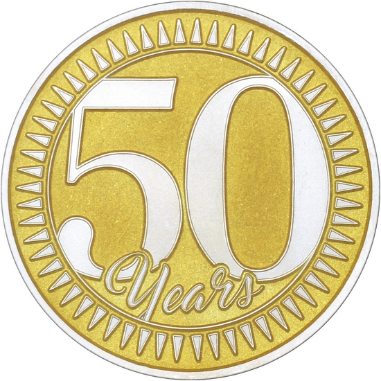50th Anniversary 1oz .999 Silver Medallion Gold Enameled Dated 2025 in Gift Box